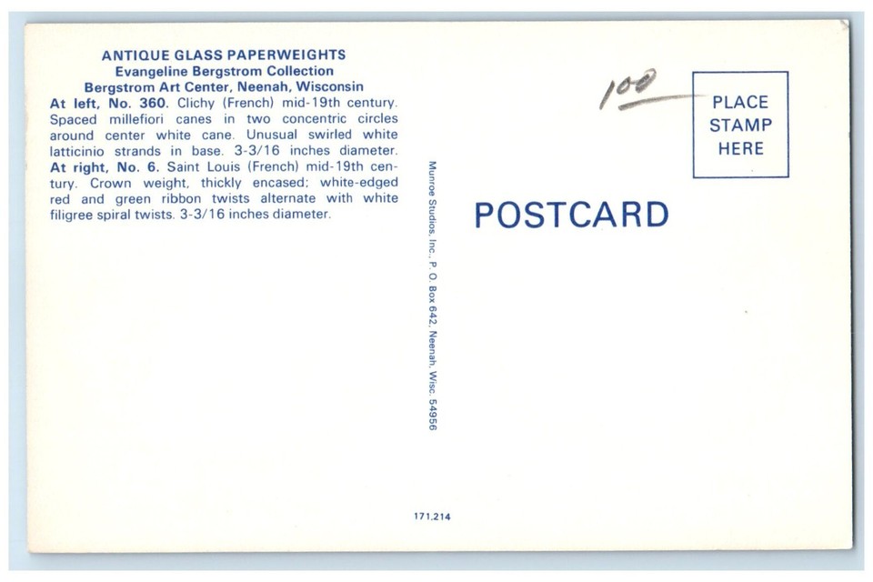 c1960 Antique Glass Paperweights Evangeline Bergstrom Neenah Wisconsin