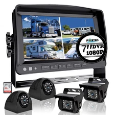 7'' DVR Car Monitor Backup Camera HD Rear View Cam Kit for Truck/Trailer/RV/Bus