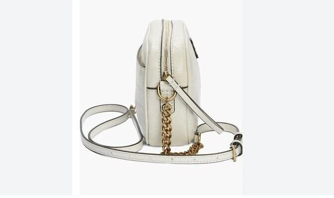 TORY BURCH McGraw piccola borsa per fotocamera a tracolla in pelle goffrata di coccodrillo Bianco