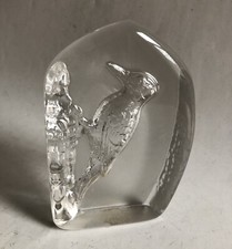 Glass Woodpecker Bird Paperweight Paper Weight Desk Ornament
