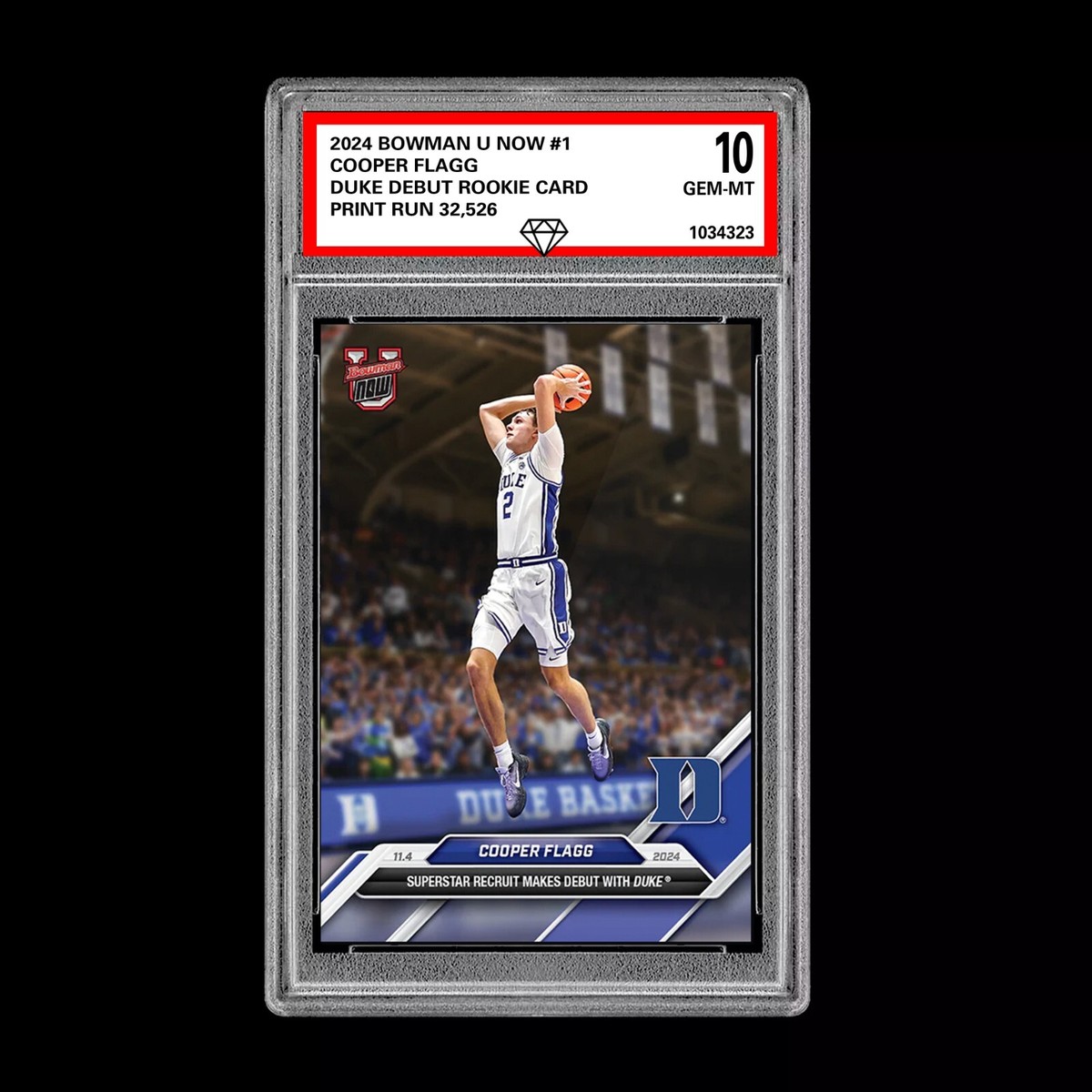 Graded 10 Cooper Flagg #1 Debut Duke RC Rookie 2024-25 Bowman U