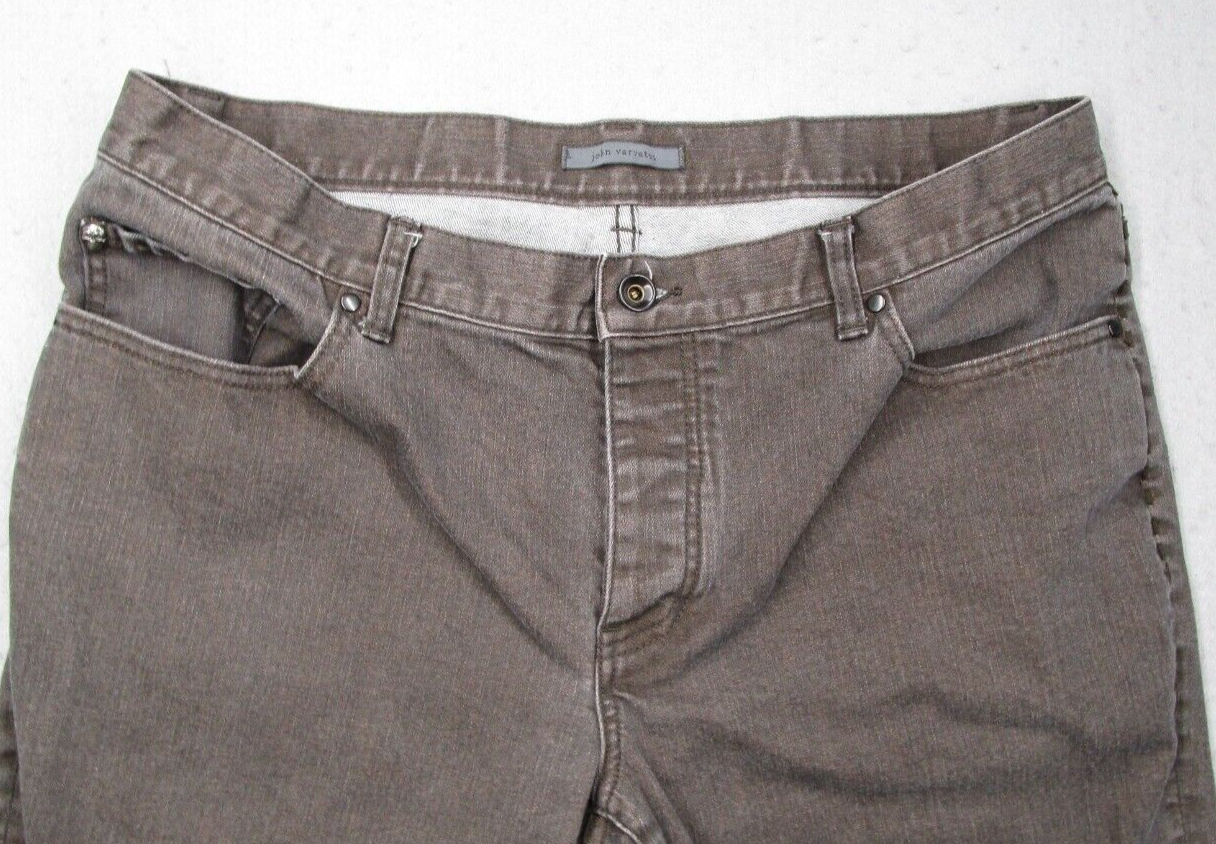 John Varvatos Jeans Mens 36 Regular Brown Straight Leg Denim Skull Logo