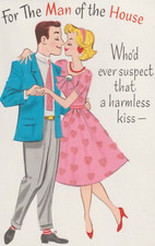 C1940s Rust Craft Man of the House Gay Mad Love Funny Jeweled Valentine Card USA