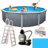 Martinique Round 52-in Deep 7-in Top Rail Metal Wall Swimming Pool Package