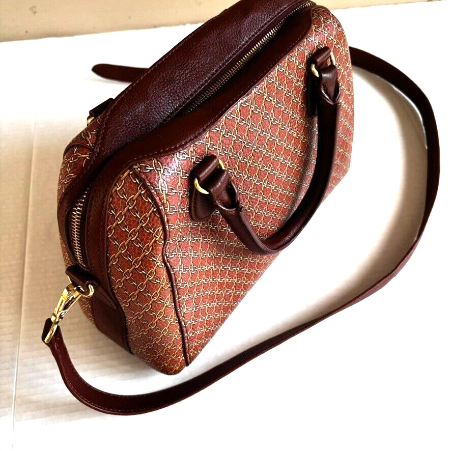 Talbots Brown Chainlink Pattern Leather Satchel (… - image 5