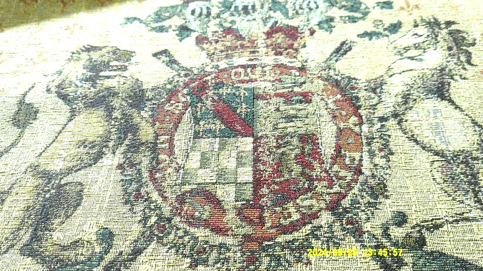 Vintage Tapestry Armorial Pillow Fronts "Coat of Arms" Stallion/Lion 18x18 Latin - Image 4 of 4