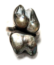VINTAGE STERLING SILVER ABALONE RING SIZE 7.75