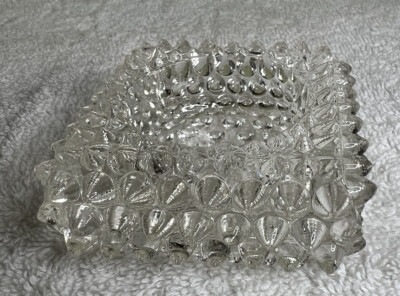 Clear White Hobnail Open Salt Cellar Master Votive Candle Holder
