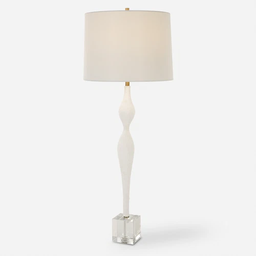Curvy Textured Chalk White Slim Table Lamp 36 in Buffet Plaster Texture Crystal - Picture 1 of 7