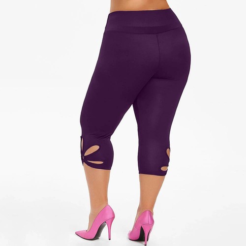 Plus Size 18-28 Women Stretch 3/4 Capri Pants Cropped Sports Leggings Trousers - Picture 27 of 49