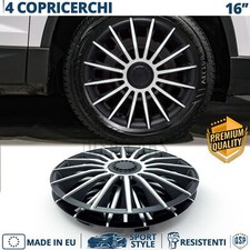 4 Copricerchi per Citroen Berlingo 2 16'' Coppette Silver e Nere 15 Razze MADE I