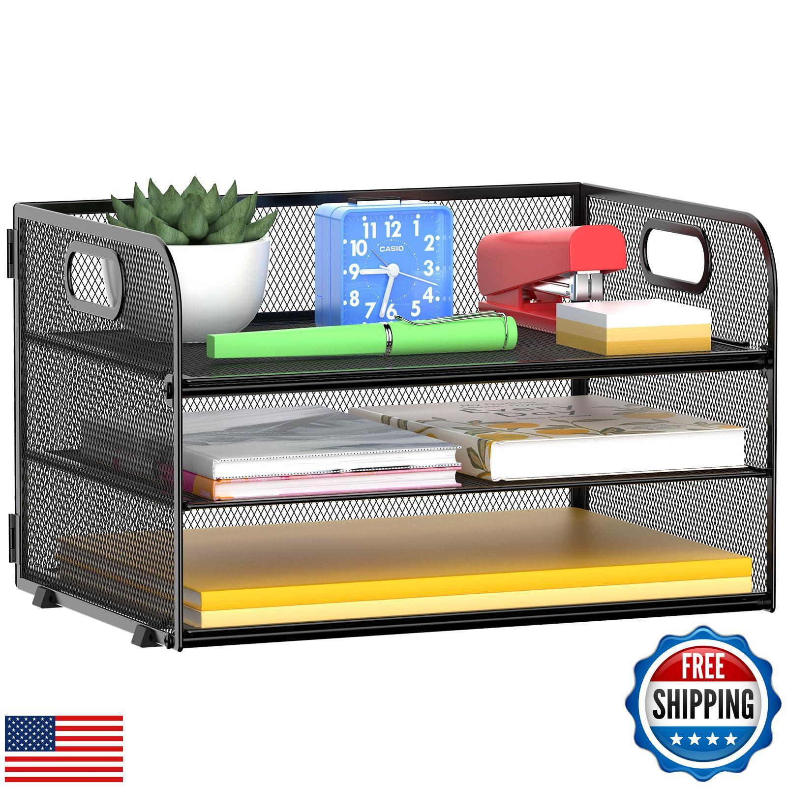 3-Tier Mesh Desk Letter Organizer Tray for Files and Paper-image