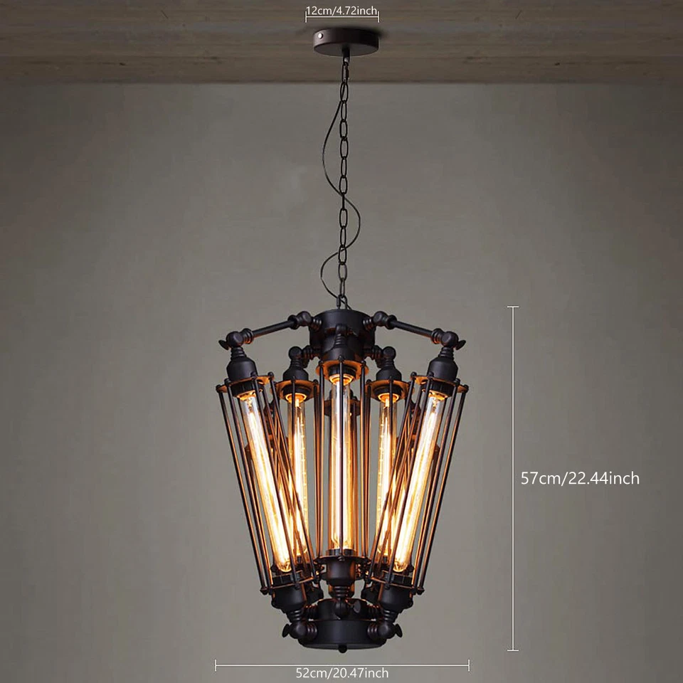 Lámpara colgante Steampunk bombilla Edison negra mate vintage Foto 4 de 4