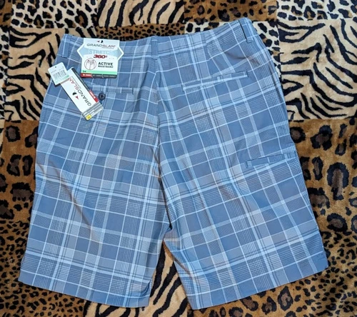 new GRAND SLAM Plaid Golf Shorts FLINT STONE UPF 50 Mens 34x10 #A54