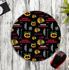 CHICAGO BLACKHAWKS PATTERN CUSTOM 8" ROUND NEOPRENE PC DESK MAT MOUSEPAD B2S FUN