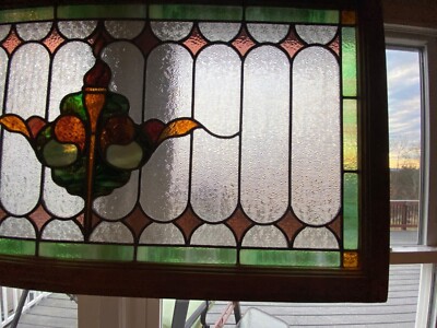 antique vintage stained glass window & 2 panels | eBay
