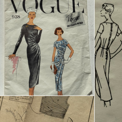 Schickes 50er Vintage Vogue Couturier Design Couture Mode Kleid Schnittmuster