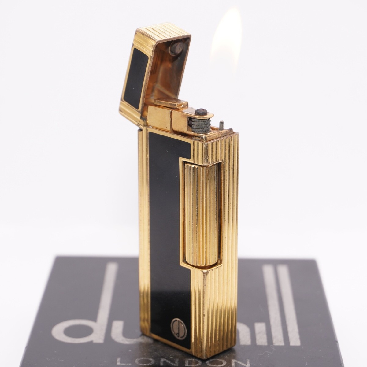 その他 Dunhill Lighter Dunhill Lighter Gold BLACK 2color and Line/ Ultrasonically