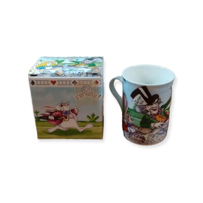 Alice in Wonderland Cafe Cup Mug Tea Party W/Box Ceramic, By Paul Cardew