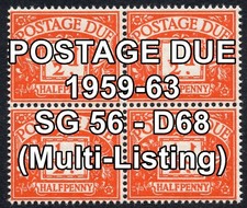 GB Postage Due Stamps SG D56 - D68 1959-63 (Multiple Listing) Unmounted Mint
