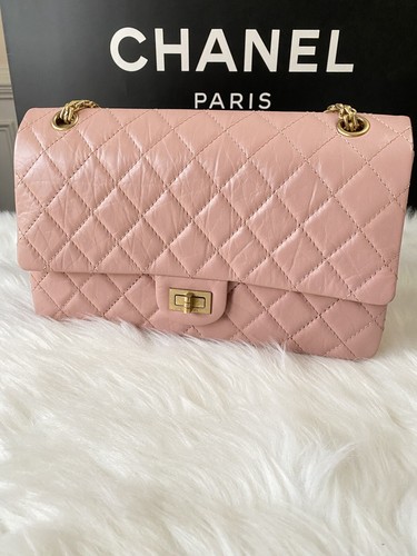 100% Authentic Chanel Reissue 226 19S Pink Quilted Aged Calfskin Bag
