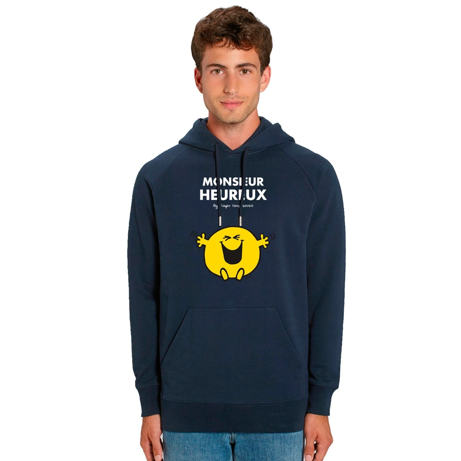 Men's Hoodie - Happy Man. Navy Blue Color