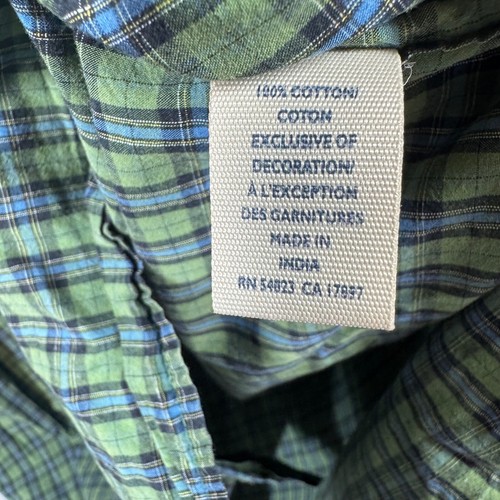 Old Navy Fitted Plaid Button Down Long Sleeve Green Blue Shirt Sz XXL - Picture 5 of 9