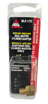AGS BLF-17C Brass Adapter 1/2''-20 Inverted Female To 7/16''-24 Inverted Male New
