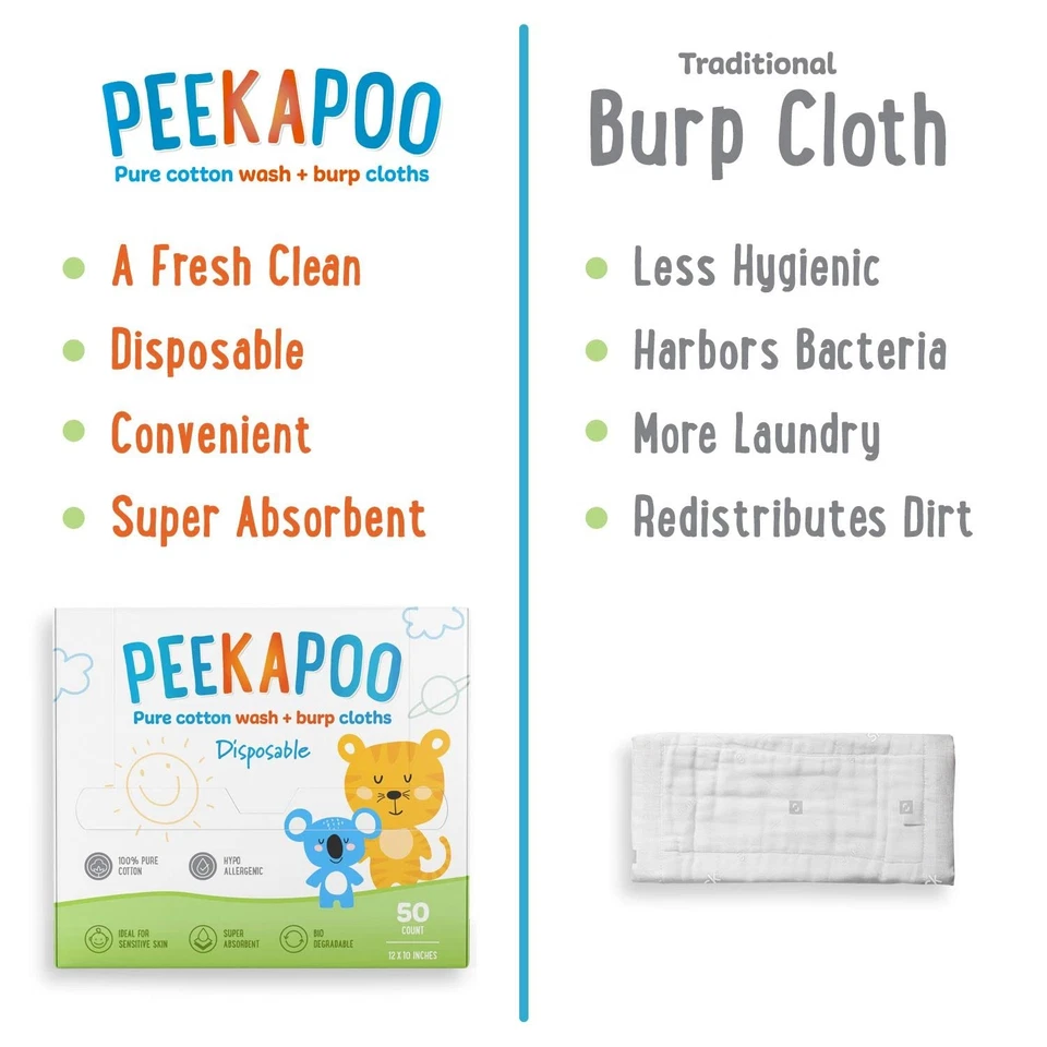 - Paños de algodón desechables (paquete de 50), biodegradables, suaves, gruesos, bebé B... Foto 4 de 4