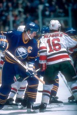Gilbert Perreault Buffalo Sabres battles with Rick Meagher New Jer- Old Photo