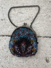 Vintage Art Deco Beaded 1920s Flapper Mini Bag Wrist Pouch