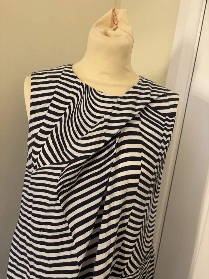 Vestido midi a rayas azul marino y blanco COS talla 8 - Imagen 2 de 4