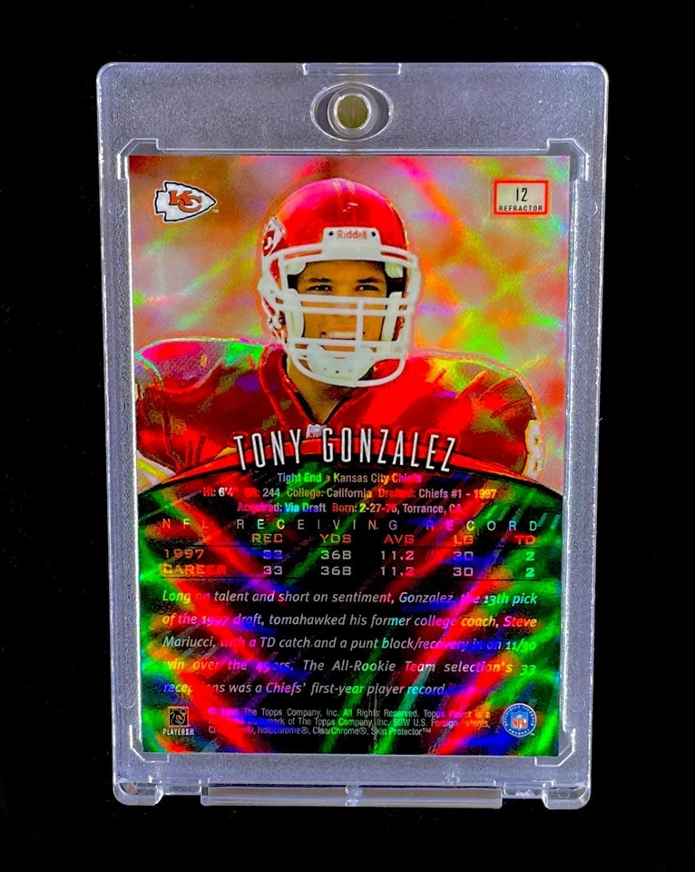 TONY GONZALEZ RARE REFRACTOR HOLO TOPPS FINEST 2nd Year Card Non Auto - CHIEFS - Image 3 of 4