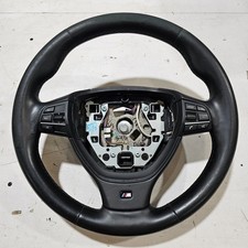 BMW F10 M5 F12 F01 M-Sport Steering Wheel Black LEATHER W/O Shifters NOT HEATED