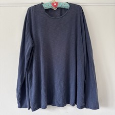 Seasalt Cornwall Allet Organic Cotton Long Sleeve T-Shirt - Blue- Size XL