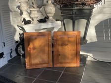 2 VTG PINE RAISED PANEL WOOD KITCHEN CABINET DOORS WINDOW SHUTTERS 17X24 3 AVAIL