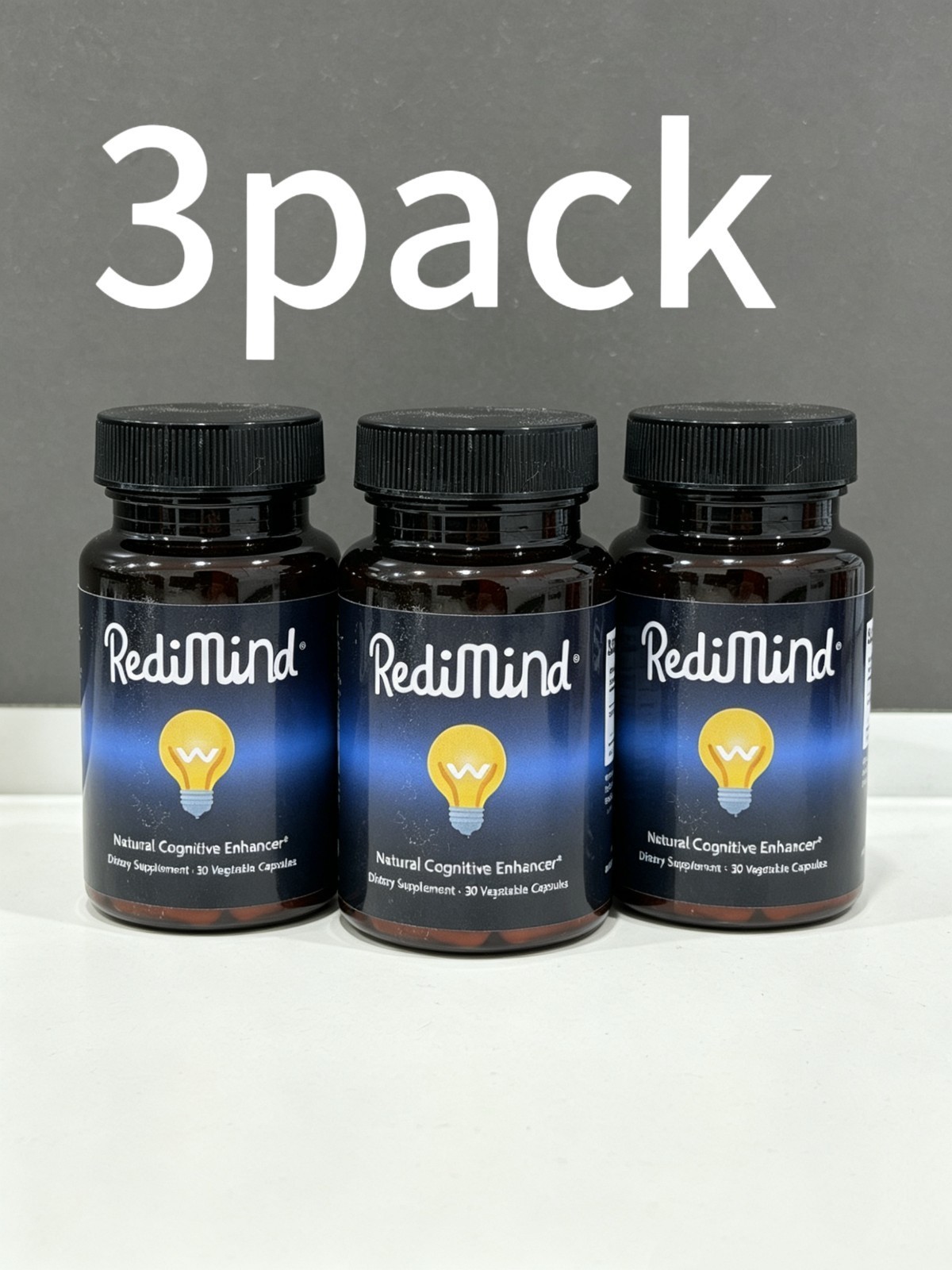 3 Pack RediMind 30 Capsules Natural Focus Memory Brain Supplement