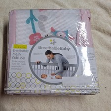 Breathable Baby Mesh Crib Liner Pink Owls