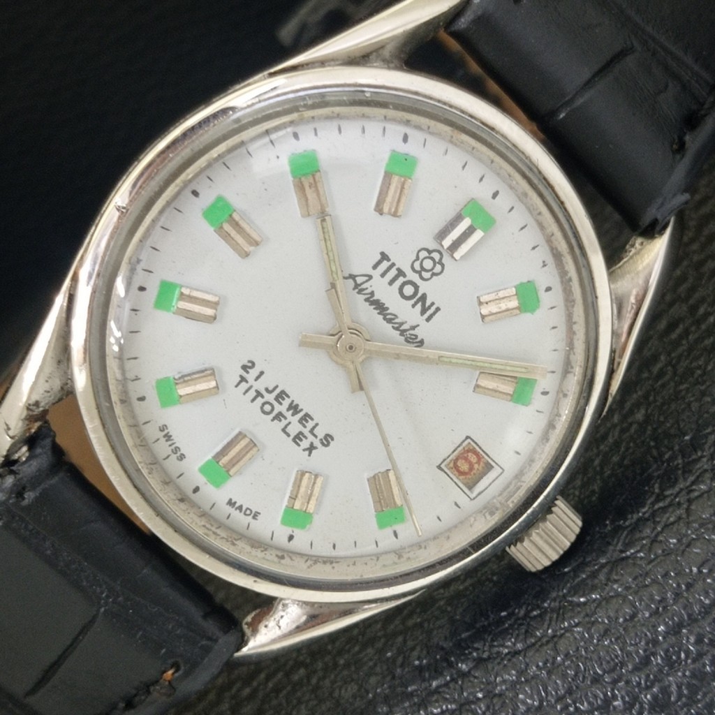 a703238-1 WATCH TITOFLEX SWISS TITONI GREY AIRMASTER HAND-WINDING MENS VINTAGE - vintagewatches.pk