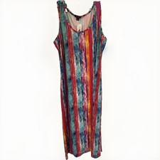 NWT ROUGE COLLECTION SIZE 3X STRETCH KNIT MULTICOLOR  SHEATH MAXI Dress W/ Slit