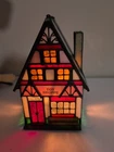 Genuine Stained Glass 7 In Toy Shoppe Tiffany Style Table Lamp/ Village Vintage