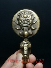 Antiguo Chino Bronce Tallado Dragón Hebilla Llave o Cuchillo Gancho Decoración Regalo