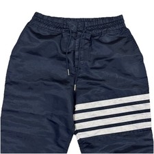 Thom Browne Men's Size 3 Navy Blue 4-Bar Striped Ripstop Track Pants Italy euc
