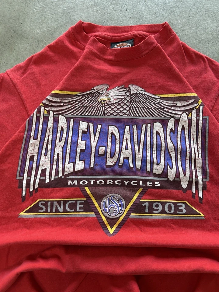 Винтажная футболка 90-х Harley Davidson 🦅❤️ Eagle Back Canada одинарный шов размер L - Изображение 2 из 4