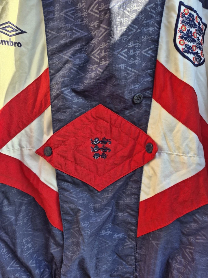 Vintage 90s Umbro England Football Stadium Jacket Oi Polloi Medium 3 Lions - Image 3 of 4
