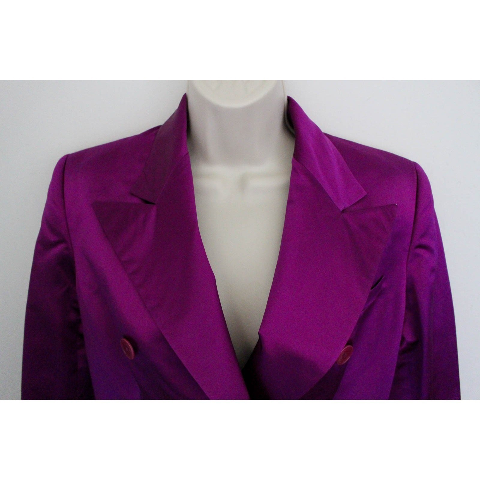 Ralph Lauren Black Label Blazer Womens 6 Purple 100% Silk Double Breasted *Flaw thumbnail 4
