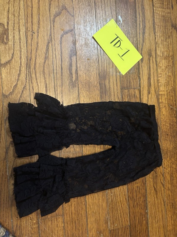 Black lace flare pants with ruffles and bows. Size: 2 #goth #alternative