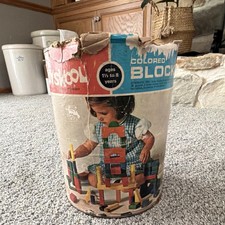 Playskool Wooden Colored Building Blocks Set,...