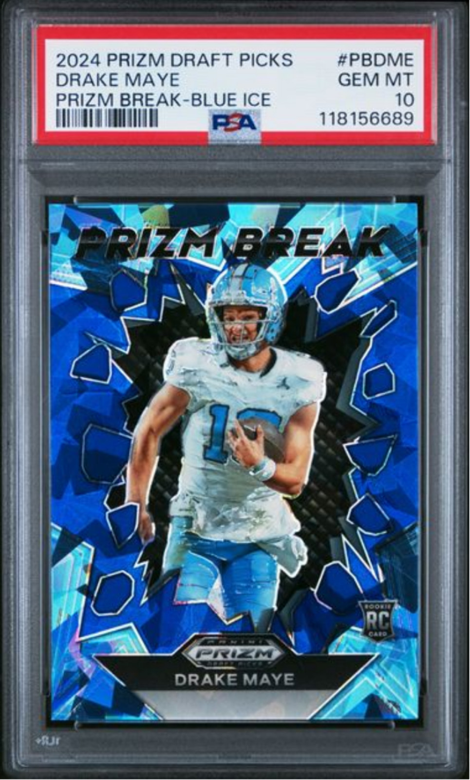Graded 2024 Panini Prizm DP Drake Maye #PBDME Blue Ice /99 Football Card PSA 10