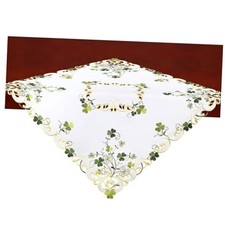  Embroidered Irish Clover St. Patrick’s Day Tablecloth, 34" x 34" (Square)